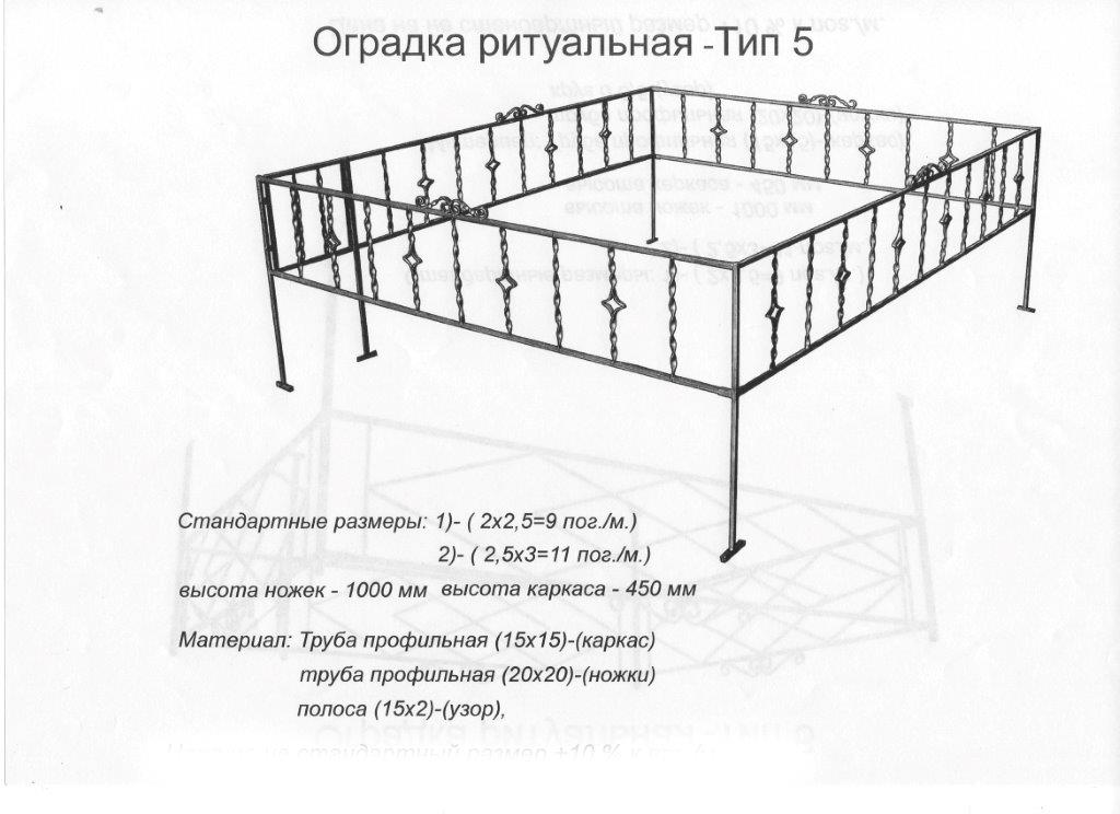 Размеры оградки на могилу на 2 места